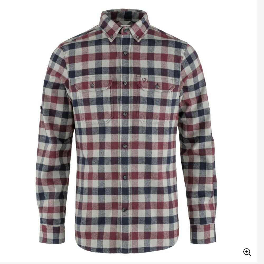 Fjallraven Long Sleeve Cotton Flannel Skog Shirt in Dark Garnet